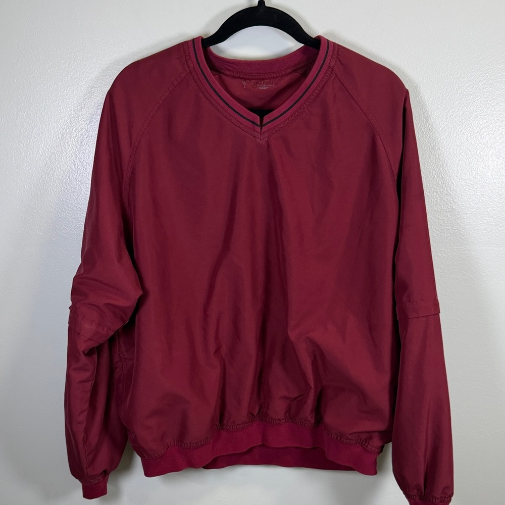 Pro‎ Tour Men's Burgundy Pullover Windbreaker Zip-Away Sleeves Sz Large
